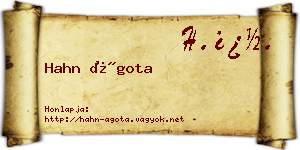 Hahn Ágota névjegykártya