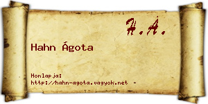 Hahn Ágota névjegykártya